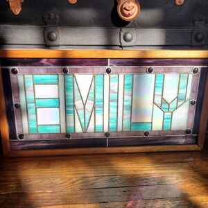 Stained Glass LAMP Vintage Emily Box Light Personalized Artisan Handmade OOAK